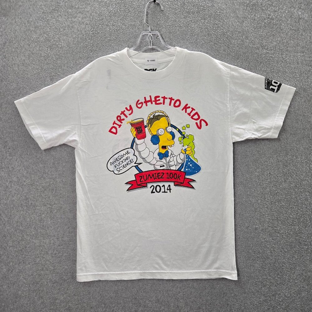 DGK Men Shirt Medium White Zumiez 100k 2014 Cartoon Graphic Short‎ Sleeve READ